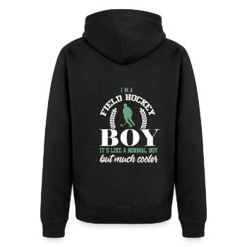 Field Hockey Hockey Player Feldhockey Boys - Unisex Premium Bio Zip Hoodie - Schwarz - Hinten - Nico (187cm)