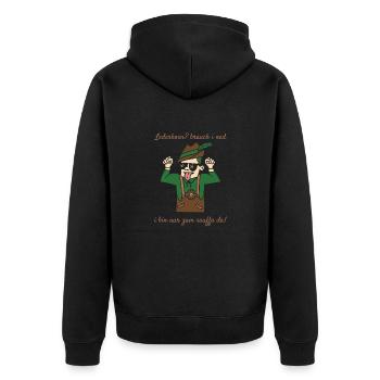 Lederhosn? Brauch i Ned I Bin Nur Zum Sauffa Da! - Unisex Premium Bio Zip Hoodie - Schwarz - Hinten - Nico (187cm)