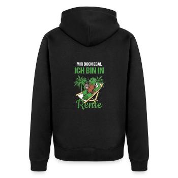 Pensionierung Mir Doch Egal Ich Bin In Rente - Unisex Premium Bio Zip Hoodie - Schwarz - Hinten - Nico (187cm)