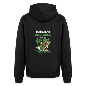 Ruhestand Dieser Kollege Legt Die Beine Hoch Rente - Unisex Premium Bio Zip Hoodie - Schwarz - Hinten - Nico (187cm)