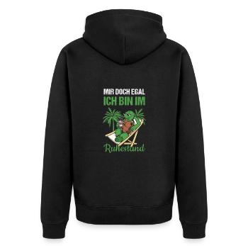 Mir Doch Egal Ich Bin Im Ruhestand Rente - Unisex Premium Bio Zip Hoodie - Schwarz - Hinten - Nico (187cm)