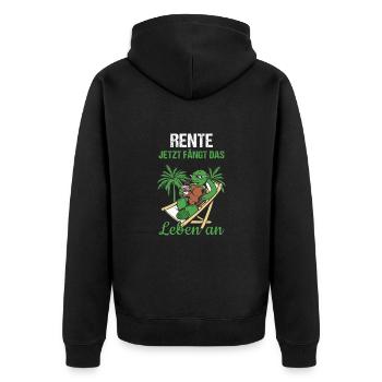 Pensionierung Rente Jetzt Fängt Das Leben An Rente - Unisex Premium Bio Zip Hoodie - Schwarz - Hinten - Nico (187cm)