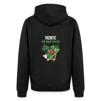 Pensionierung Rente Ich Habe Fertig Rente - Unisex Premium Bio Zip Hoodie - Schwarz - Hinten - Nico (187cm)