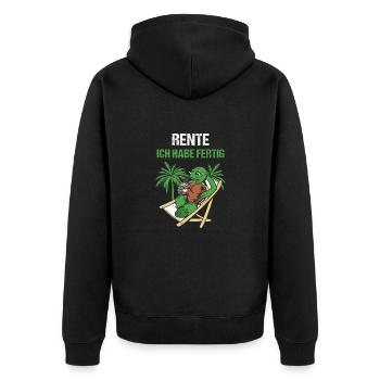 Pensionierung Rente Ich Habe Fertig Rente - Unisex Premium Bio Zip Hoodie - Schwarz - Hinten - Nico (187cm)