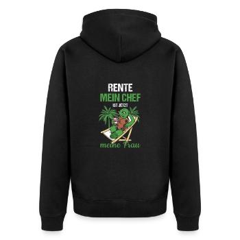 Rente Mein Chef Ist Jetzt Meine Frau Rente - Unisex Premium Bio Zip Hoodie - Schwarz - Hinten - Nico (187cm)