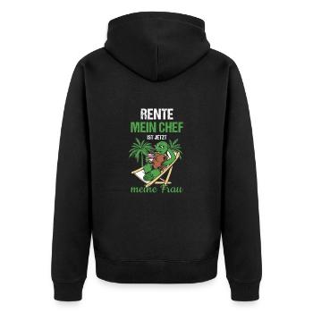 Rente Mein Chef Ist Jetzt Meine Frau Rente - Unisex Premium Bio Zip Hoodie - Schwarz - Hinten - Nico (187cm)