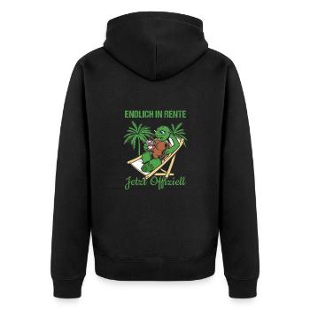 Endlich In Rente Jetzt Offiziell Rente - Unisex Premium Bio Zip Hoodie - Schwarz - Hinten - Nico (187cm)