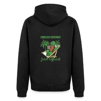 Endlich Rentner Jetzt Offiziell Rente - Unisex Premium Bio Zip Hoodie - Schwarz - Hinten - Nico (187cm)