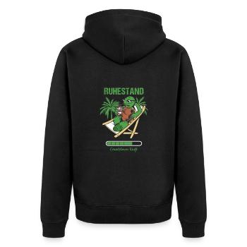 Pensionierung Ruhestand Countdown Läuft Rente - Unisex Premium Bio Zip Hoodie - Schwarz - Hinten - Nico (187cm)