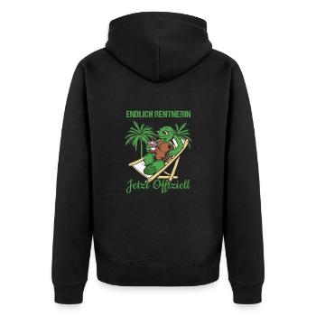 Endlich Rentnerin Jetzt Offiziell Rente - Unisex Premium Bio Zip Hoodie - Schwarz - Hinten - Nico (187cm)