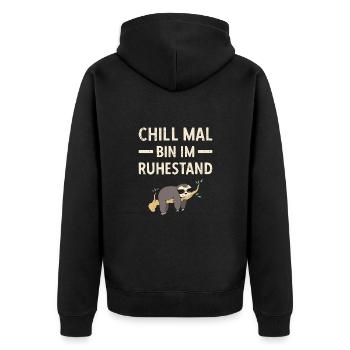 Pensionierung Chill Mal Bin Im Ruhestand Rente - Unisex Premium Bio Zip Hoodie - Schwarz - Hinten - Nico (187cm)