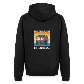 Energie Wird Geladen Bitte Warten.. Süßes Faultier - Unisex Premium Bio Zip Hoodie - Schwarz - Hinten - Nico (187cm)