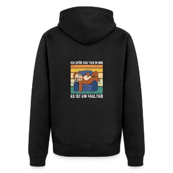 Spür Das Tier In Mir Es Ist Ein Faultier Faultier - Unisex Premium Bio Zip Hoodie - Schwarz - Hinten - Nico (187cm)
