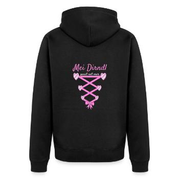 Volksfest Mei Dirndl Passt Net Mer Dirndl Ersatz - Unisex Premium Bio Zip Hoodie - Schwarz - Hinten - Nico (187cm)