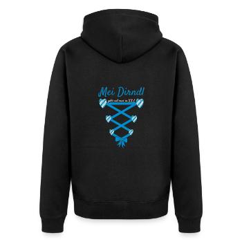Mei Dirndl Gob's Net Mer In XXL Dirndl Ersatz - Unisex Premium Bio Zip Hoodie - Schwarz - Hinten - Nico (187cm)