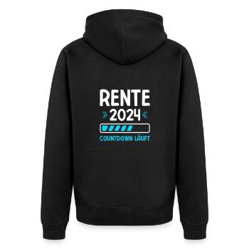 Rente 2024 Countdown Läuft Rente 2024 - Unisex Premium Bio Zip Hoodie - Schwarz - Hinten - Nico (187cm)