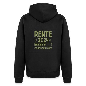Rente 2024 Countdown Läuft Rente 2024 - Unisex Premium Bio Zip Hoodie - Schwarz - Hinten - Nico (187cm)