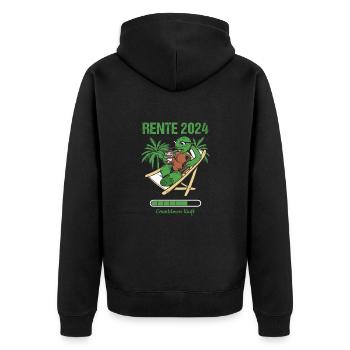 Rente 2024 Countdown Läuft Rente 2024 - Unisex Premium Bio Zip Hoodie - Schwarz - Hinten - Nico (187cm)