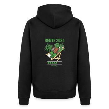 Rente 2024 Loading... Rente 2024 - Unisex Premium Bio Zip Hoodie - Schwarz - Hinten - Nico (187cm)