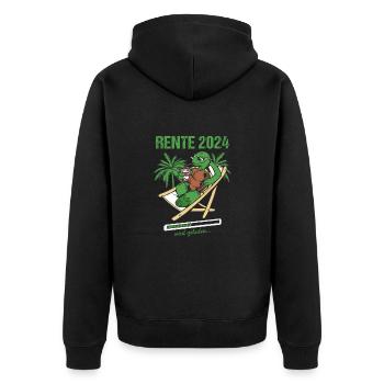 Rente 2024 Wird Geladen Rente 2024 - Unisex Premium Bio Zip Hoodie - Schwarz - Hinten - Nico (187cm)