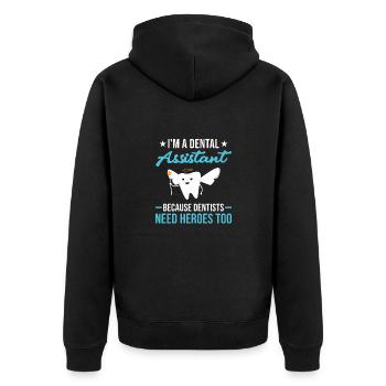 Hygienist Dentists Need Heroes To Dental Assistant - Unisex Premium Bio Zip Hoodie - Schwarz - Hinten - Nico (187cm)
