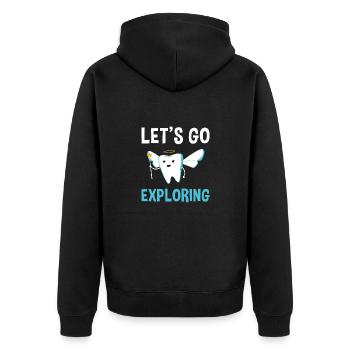 Hygienist Let's Go Exploring Dental Assistant - Unisex Premium Bio Zip Hoodie - Schwarz - Hinten - Nico (187cm)