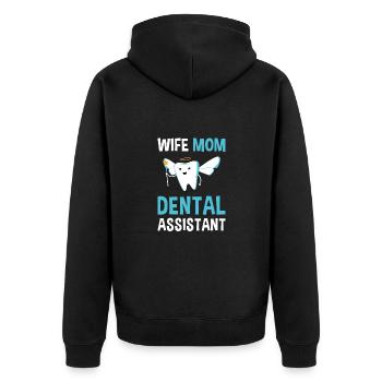 Hygienist Wife Mom Dental Assistant - Unisex Premium Bio Zip Hoodie - Schwarz - Hinten - Nico (187cm)