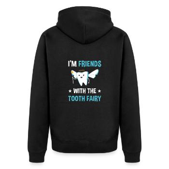 I'm Friends With The Tooth Fairy Dental Assistant - Unisex Premium Bio Zip Hoodie - Schwarz - Hinten - Nico (187cm)