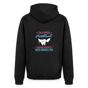 Hygienist Dentists Need Heroes To Dental Assistant - Unisex Premium Bio Zip Hoodie - Schwarz - Hinten - Nico (187cm)