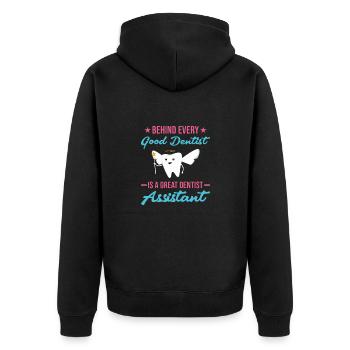 Hygienist Great Dental Assistant - Unisex Premium Bio Zip Hoodie - Schwarz - Hinten - Nico (187cm)