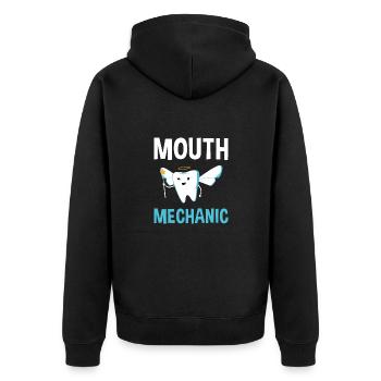 Hygienist Mouth Mechanic Dental Assistant - Unisex Premium Bio Zip Hoodie - Schwarz - Hinten - Nico (187cm)