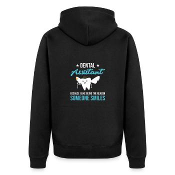 The Reason Someone Smiles Dental Assistant - Unisex Premium Bio Zip Hoodie - Schwarz - Hinten - Nico (187cm)