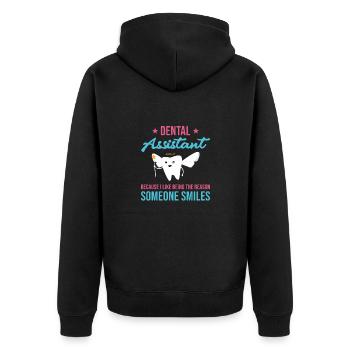 The Reason Someone Smiles Dental Assistant - Unisex Premium Bio Zip Hoodie - Schwarz - Hinten - Nico (187cm)
