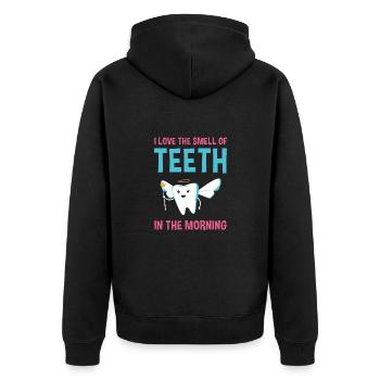 Hygiéniste Dents le matin Assistant dentaire - Veste à capuche bio Premium Unisexe - noir - Dos - Nico (187cm)