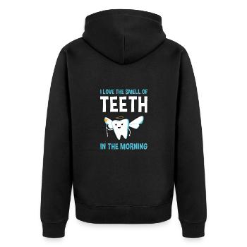 Hygiéniste Dents le matin Assistant dentaire - Veste à capuche bio Premium Unisexe - noir - Dos - Nico (187cm)
