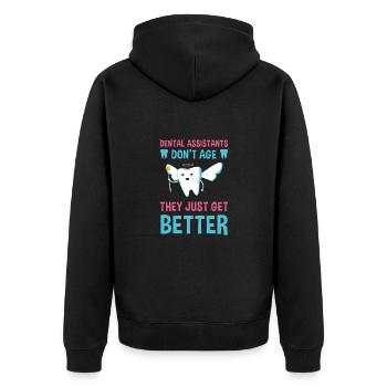 Hygienist They Just Get Better Dental Assistant - Unisex Premium Organic Zip Hoodie - black - Back - Nico (187cm)