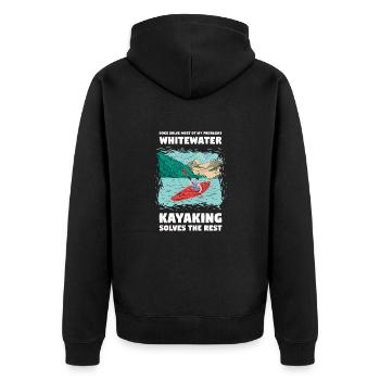 Dogs Solves My Problems Whitewater Kayaking - Unisex Premium Organic Zip Hoodie - black - Back - Nico (187cm)