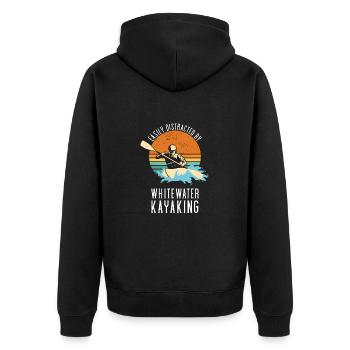 Easily Distracted By Whitewater Kayaking - Unisex Premium Organic Zip Hoodie - black - Back - Nico (187cm)