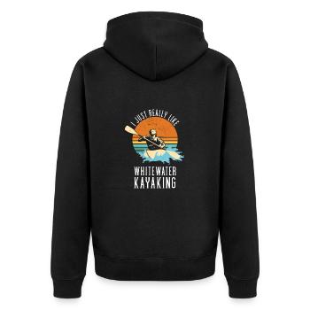 I Just Really Like Whitewater Kayaking - Unisex Premium Bio Zip Hoodie - Schwarz - Hinten - Nico (187cm)
