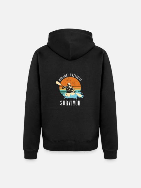 Whitewater Kayaking Survivor - Unisex Premium Organic Zip Hoodie - black