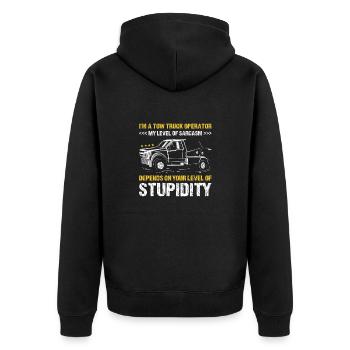 Mon sarcasme dépend de votre niveau de stupidité - Veste à capuche bio Premium Unisexe - noir - Dos - Nico (187cm)