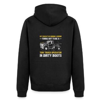 Knight In Shining Armor Turns Out To Be A TowTruck - Unisex Premium Bio Zip Hoodie - Schwarz - Hinten - Nico (187cm)