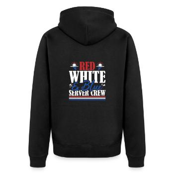 Veteran US Flag Red White & Blue Server Crew - Unisex Premium Organic Zip Hoodie - black - Back - Nico (187cm)