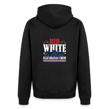 Veteran US Flag Red White & Blue Electrician Crew - Unisex Premium Organic Zip Hoodie - black - Back - Nico (187cm)