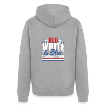 Vétéran du drapeau américain Rouge Blanc & Bleu Équipe comptable - Veste à capuche bio Premium Unisexe - gris chiné - Dos - Nico (187cm)