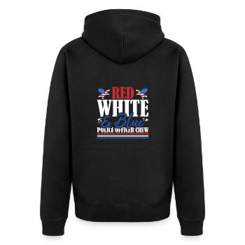 Veteran US Flag Red White & Blue Police Officer - Unisex Premium Organic Zip Hoodie - black - Back - Nico (187cm)