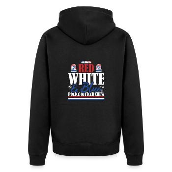 Veteran US Flag Red White & Blue Police Officer - Unisex Premium Organic Zip Hoodie - black - Back - Nico (187cm)
