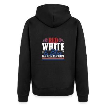 Vétéran US Flag Red White & Blue Car Mechanic Crew - Veste à capuche bio Premium Unisexe - noir - Dos - Nico (187cm)