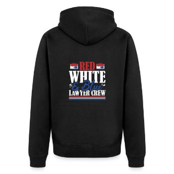 Veteran US Flag Red White & Blue Lawyer Crew - Unisex Premium Organic Zip Hoodie - black - Back - Nico (187cm)