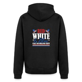 Veteran US Flag Red White & Blue Cake Decorator - Unisex Premium Organic Zip Hoodie - black - Back - Nico (187cm)